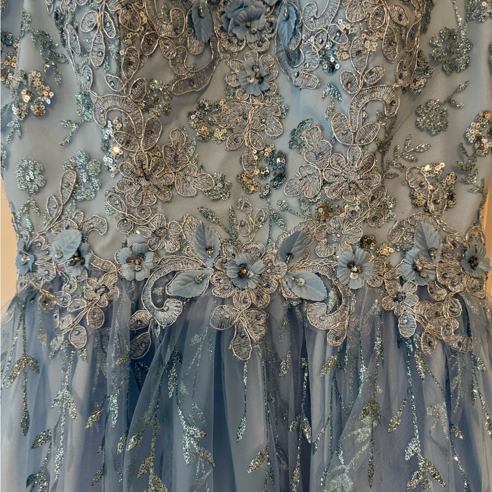 Dancing Queen Blue Embellished Quinceanera Dress - Picture 2 of 6